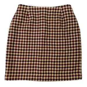 Vintage Eddie Bauer Multicolor Jacquard Print Lined Wool Pencil Skirt Womens 10